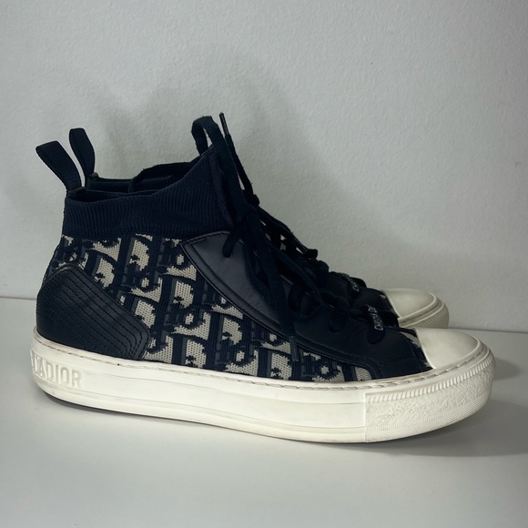 Christian Dior Walk'n'Dior Deep Blue Oblique Technical Mesh High Top Sneakers - Picture 7 of 12